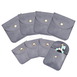 NBEADS 8 Pcs 2 Sizes Velvet Jewelry Pouches with Snap Button, Velvet Jewelry Storage Bags Velvet Gift Bags for Traveling Rings Bracelets Necklaces Earrings Watch, Gray