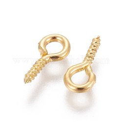 Screw Eye Pin Peg Bails, For Half Drilled Beads, Iron, Upeye, Golden, about 10mm long, 5mm wide, 1.2mm thick, hole: 2.8mm