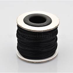 Cola de rata macrame nudo chino haciendo cuerdas redondas hilos de nylon trenzado hilos, Cordón de raso, negro, 2mm, alrededor de 10.93 yarda (10 m) / rollo