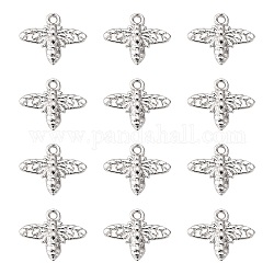 Tibetan Style Alloy Pendants, Lead Free & Cadmium Free & Nickel Free, Bees, Silver Color Plated, 14x16x2mm, Hole: 2mm
