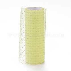 Nastri in mesh deco glitter deco, tessuto di tulle, per la decorazione della festa nuziale, decorazione di gonne, chiffon al limone, 5.90~5.94 pollice (15~15.1 cm), 10iarde/rotolo