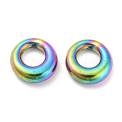 Encantos de 304 acero inoxidable, encantos de anillo, color del arco iris, 13x12x4mm, agujero: 6 mm