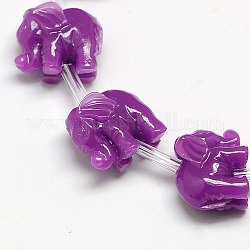 Synthetic Coral Beads Strands, Dyed, Elephant, Dark Violet, 11.5x9x7mm, Hole: 1mm, about 25pcs/strand, 18.5 inch