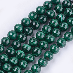 Chapelets de perles en malachite naturelle, Grade a, ronde, 8mm, Trou: 1mm, Environ 23~25 pcs/chapelet, 7.6 pouce