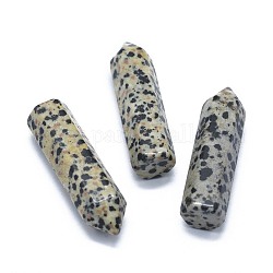 Jaspe dalmatien naturel perles pointues, pierres de guérison, baguette magique de thérapie de méditation d'équilibrage d'énergie de reiki, pas de trous / non percés, pour création de fil enroulé pendentif , balle, 36.5~40x10~11mm