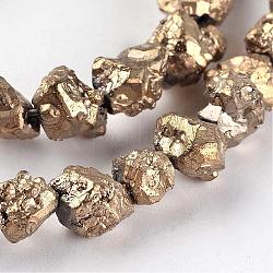 Perles de pierre d'os de dragon naturelles galvanisées, pépites, plaqué or, 6~12x6~8x4~7mm, Trou: 0.8~1mm, Environ 58~60 pcs/chapelet, 15.5 pouce ~ 15.7 pouces