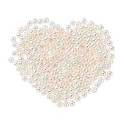 Perles acryliques de perles d'imitation, teinte, ronde, blanc crème, 16x15.5mm, Trou: 2mm, environ 250 pcs / livre