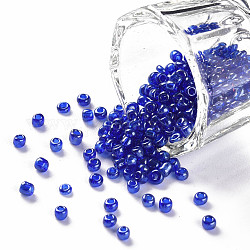 Abalorios de la semilla de cristal, trans. colores Abrillantado, redondo, azul, 3mm, agujero: 1 mm, aproximamente 10000 unidades / libra