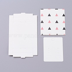 Scatole di carta kraft e cartellini per orecchini con orecchini, scatole per imballaggio, con motivo albero, bianco, dimensioni della scatola piegata: 7.3x5.4x1.2 cm, scheda di visualizzazione: 6.5x5x0.05 cm