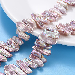 Naturales keshi abalorios de perlas hebras, perla cultivada de agua dulce, pepitas, lavanda, 4~14x12~28x3~6mm, agujero: 0.6 mm, aproximamente 50~54 pcs / cadena, 15.35 pulgada (39 cm)
