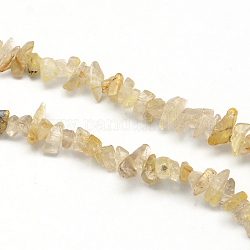 Or naturelle quartz rutile brins pierre de perles, puce, 3~9x3~6x1~4mm, Trou: 1mm, Environ 350 pcs/chapelet, 34.6 pouce
