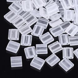 2-Hole Glass Seed Beads, Transparent Colours, Frosted, Rectangle, Clear, 5x4.5~5.5x2~2.5mm, Hole: 0.5~0.8mm