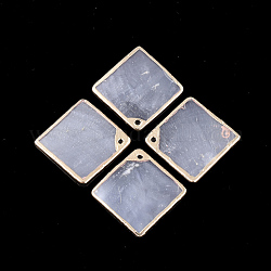 電気メッキカピスシェルペンダント  菱形  ライトゴールド  26~26.5x26~26.5x1mm  穴：1.2mm