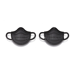 Коннекторы из сплава, выпечка окрашены, форма маски для лица, чёрные, 14x23x3.5 мм, отверстие : 2.5x4 мм