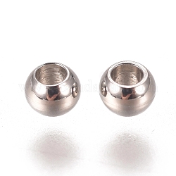 201 Edelstahl-Abstandhalter-Perlen, Flachrund, Edelstahl Farbe, 2x1.5 mm, Bohrung: 1 mm