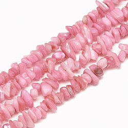 Chapelets de perles en coquille d'eau douce , teinte, puce, perle rose, 4~14x4~8x1~8mm, Trou: 1mm, Environ 210~250 pcs/chapelet, 31.4 pouce