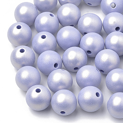 Spray Painted Style Acrylic Beads, Rubberized, Round, Lilac, 18mm, Hole: 2.5mm, about 160pcs/500g