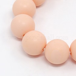 Round Shell Pearl Frosted Beads Strands, PeachPuff, 4mm, Hole: 1mm, about 95pcs/strands, 15.7 inch