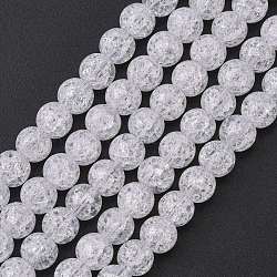 Crackle sintetico perle di quarzo fili, tondo, chiaro, 6mm, Foro: 1 mm, circa 66pcs/filo, 15.7 pollice