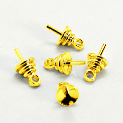 Brass Cup Pearl Peg Bails Pin Pendants, For Half Drilled Beads, Cadmium Free & Lead Free, Golden, 9.5x5mm