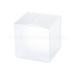 Boîte de faveur rectangle en pvc givré boîte-cadeau de friandises, pour la boîte d'emballage de douche de bébé de noce, blanc, 9x9x9 cm