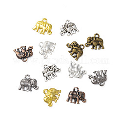 Charms elefante d'epoca, Pendente in lega stile tibetano, senza piombo & nichel, colore misto, 12x14x2.5mm, Foro: 1 mm