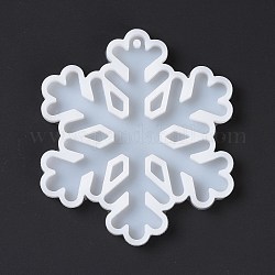 Moules en silicone pendentif flocon de neige, moules de résine, pour la résine UV, fabrication artisanale de résine époxy, le thème de Noël, blanc, 81x70x6mm, Trou: 3mm