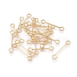 Ion Plating(IP) 304 Stainless Steel Eye Pins, Double Sided Eye Pins, Golden, 16x3x0.5mm, Hole: 1.6mm