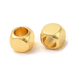 Brass Beads, Long-Lasting Plated, Cube, Real 18K Gold Plated, 5x5x5mm, Hole: 3mm