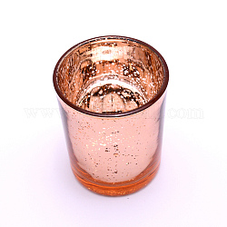 Kerzenbecher aus plattiertem Glas, Babysbreath-Muster, Roségold, 55x66 mm, Innendurchmesser: 50 mm
