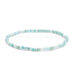Bracelet extensible en perles d'amazonite naturelle, bijoux en pierres précieuses pour femmes, large: 3 mm, diamètre intérieur: 2-1/4 pouce (5.7 cm)