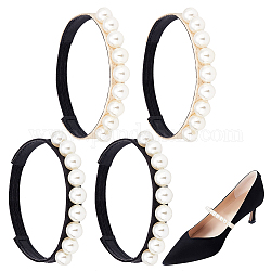PandaHall Pearl Beaded Shoe Straps Elastic Shoe Laces Beads High Heel Shoelaces Anti Loose Shoelace Belt Ankle Straps Detachable Shoe Strap Band for Holding Loose High Heel Shoes 2 Pairs