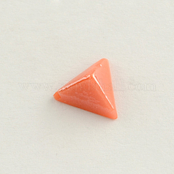 Pearlized Plated Opaque Glass Cabochons, Triangle, Orange Red, 9.5x11x5mm