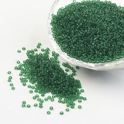 12/0 Grade A Transparent Colours Round Glass Seed Beads, Green, 2x1.5mm, Hole: 0.5mm, about 5000pcs/50g