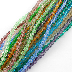 Mattglas Perlen Stränge, facettiert, Flachrund, Mischfarbe, 6x3~4 mm, Bohrung: 1 mm