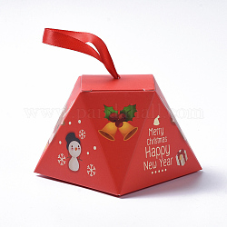 Coffrets cadeaux de Noël, avec ruban, sacs d'emballage cadeau, pour cadeaux bonbons cookies, rouge, 8.1x8.1x6.4 cm