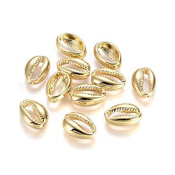 Legierung Tibetische Perlen, Bleifrei und Nickel frei und Cadmiumfrei, Kauri-Muschelform, echtes 14k vergoldet, 17x12x5.5 mm, Bohrung: 1.5 mm