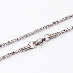 201 Stainless Steel Box Chains Necklaces, with Lobster Claw Clasps, Stainless Steel Color, 18.5 inch(47cm)
