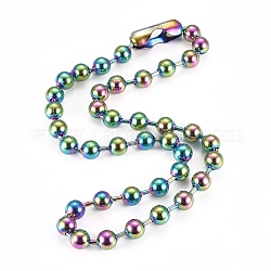 304 collana a catena con sfere in acciaio inossidabile, con connettori a catena palla, colore arcobaleno, 24.8 pollice (63 cm), perline: 10 mm