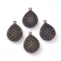 Brass Pendant Rhinestone Settings, Hollow, Teardrop, Mixed Color, Fit For 1mm Rhinestone, 27x18.5x8mm, Hole: 1.8mm