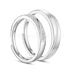 Регулируемые кольца Shegrace из стерлингового серебра с матовым покрытием 925 шт., кубический цирконий aaa , размер 7 и размер 9, платина, 17 mm и 19 mm