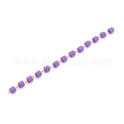 Chaîne de perles en pâte polymère faite à la main, chaîne de liaison, avec épingle à œil en laiton, connecteur de liaison rapide, pour la fabrication de collier de bracelet, bleu violet, 13x6mm, environ 39.37 pouce (1 m)/fil
