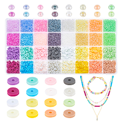Ph pandahall 11360~12480 pièces kit de perles artisanales perles de rocaille en verre de 2 mm 16 couleurs mini perles de poney perles d'argile polymère de 6 mm perles heishi de 16 couleurs petites perles artisanales pour la fabrication de bijoux de bracelet collier