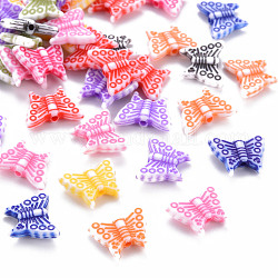 Craft Style Acrylic Beads, Butterfly, Mixed Color, 12x15x3.5mm, Hole: 1.5mm, about 1750pcs/500g