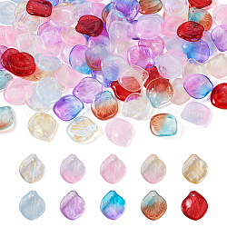 100 Stück handgefertigte Bunte Malerei-Perlen mit Farbverlauf in 10 Farben, petaline, Mischfarbe, 20x18x5 mm, Bohrung: 1 mm, 10 Stk. je Farbe