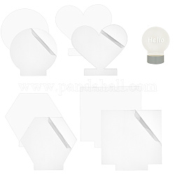 Craspire 8pcs 4 feuilles acryliques de style, panneau de lumière de coulée, Hexagone & coeur & plat rond & rectangle, clair, 12.4~17.8x11.9~15x0.2 cm, 2 pièces / style