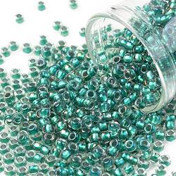Toho perles de rocaille rondes, Perles de rocaille japonais, (264) couleur intérieure ab cristal / vert mer clair doublé, 8/0, 3mm, Trou: 1mm, environ 10000 pcs / livre