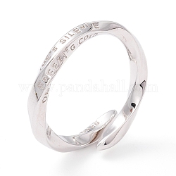 Time's Silence, 925 anello per polsino in argento sterling placcato rodio, anello aperto regolabile attorcigliato, anello di ispirazione per le donne, platino, misura degli stati uniti 5 3/4 (16.3mm)