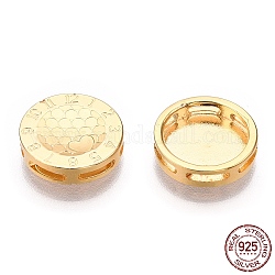 925 Sterling Silber Charme, flach rund mit Zahlenanhängern, Nickelfrei, echtes 18k vergoldet, 12x3 mm, Bohrung: 1 mm