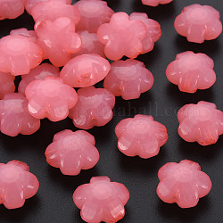 Perline acrilico jelly imitato, fiore, sfaccettato, salmone, 17x17.5x10mm, Foro: 2 mm, circa 340pcs/500g